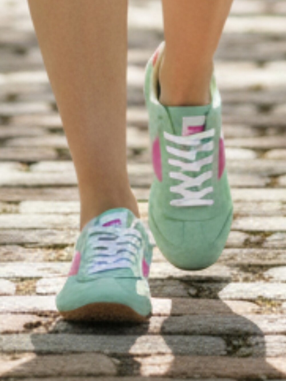 Mila Paoli - Vibrant Low-profile Design In Mint Green Suede & Hot Pink Accents